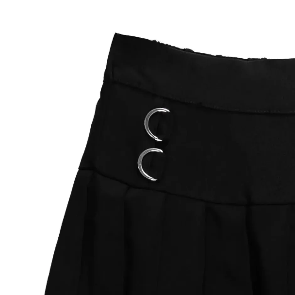 Bottoms>LISTEN FLAVOR Front Chain Pleated Skirt
