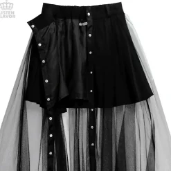 LISTEN FLAVOR Front Snap Tulle Long Skirt Online