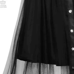 LISTEN FLAVOR Front Snap Tulle Long Skirt Online