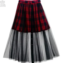 LISTEN FLAVOR Front Snap Tulle Long Skirt Online