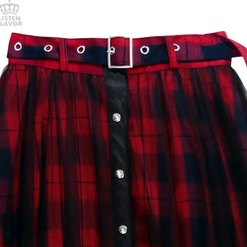 LISTEN FLAVOR Front Snap Tulle Long Skirt Online
