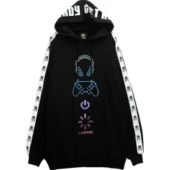 Jackets & Hoodies>LISTEN FLAVOR Gaming 8 bit Sleeve Line Hoodie