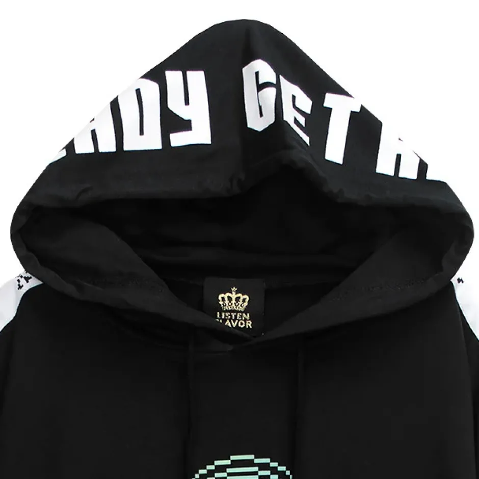 Jackets & Hoodies>LISTEN FLAVOR Gaming 8 bit Sleeve Line Hoodie