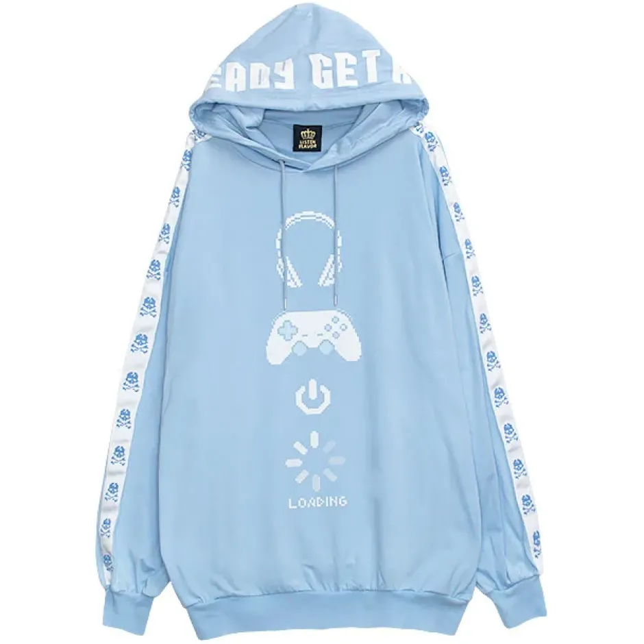 Jackets & Hoodies>LISTEN FLAVOR Gaming 8 bit Sleeve Line Hoodie