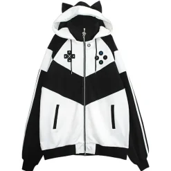 Jackets & Hoodies>LISTEN FLAVOR Gaming Cat Ear Jersey Hoodie