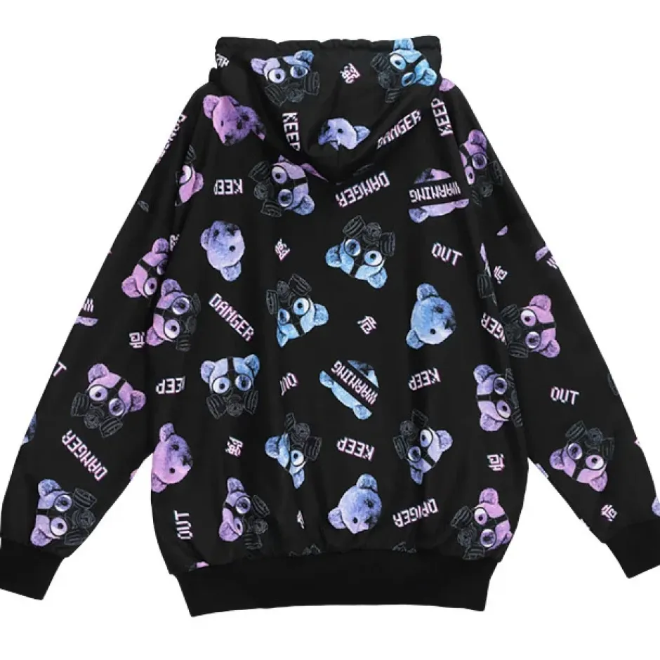 Jackets & Hoodies>LISTEN FLAVOR Gas Mask Bear Zip Hoodie