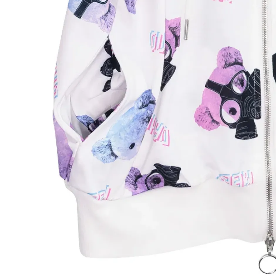 Jackets & Hoodies>LISTEN FLAVOR Gas Mask Bear Zip Hoodie