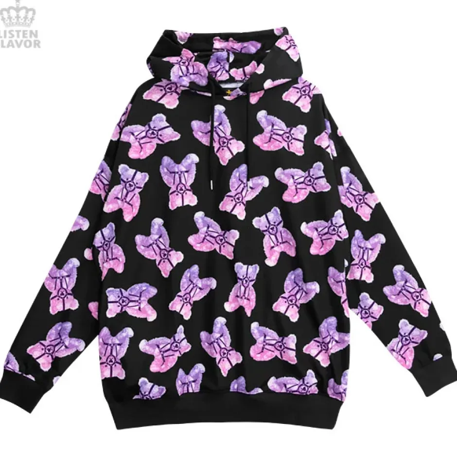 Jackets & Hoodies>LISTEN FLAVOR Harness Bear Pullover Hoodie