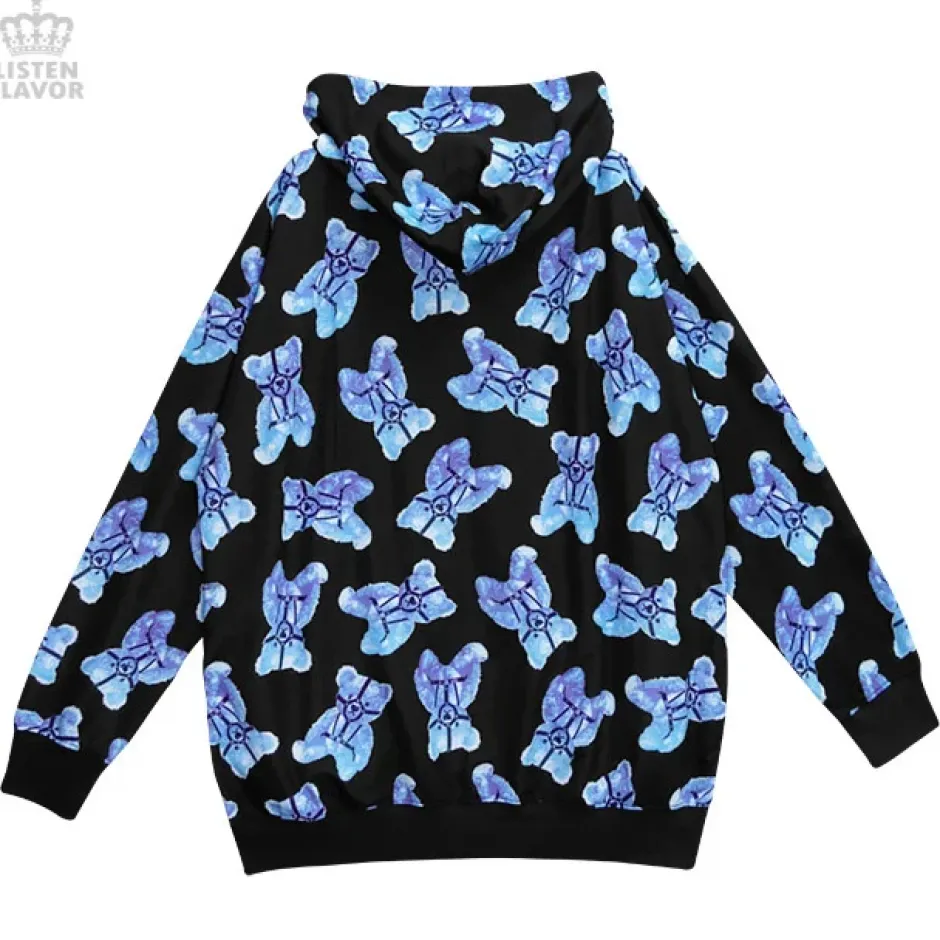Jackets & Hoodies>LISTEN FLAVOR Harness Bear Zip-Up Hoodie