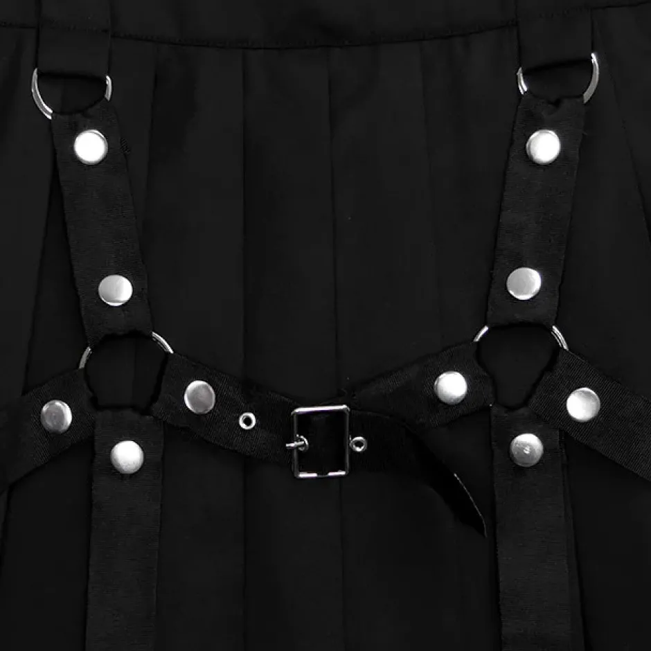 Bottoms>LISTEN FLAVOR Harness Pleated Skirt