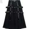 LISTEN FLAVOR Harness Pleated Long Skirt Clearance