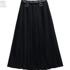 LISTEN FLAVOR Harness Pleated Long Skirt Clearance