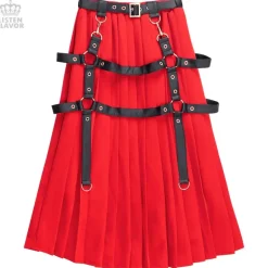 LISTEN FLAVOR Harness Pleated Long Skirt Clearance