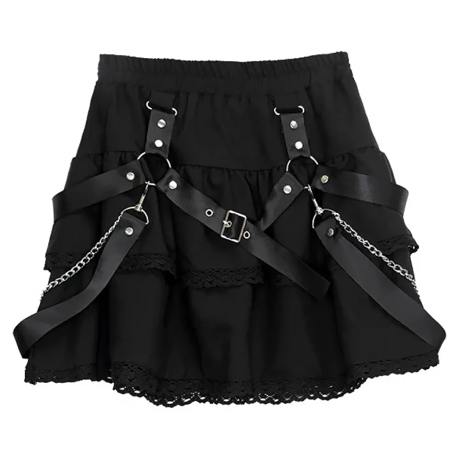 LISTEN FLAVOR Harness Tiered Skirt New