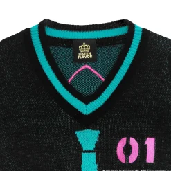LISTEN FLAVOR Hatsune Miku V-neckline Knit Black Sale