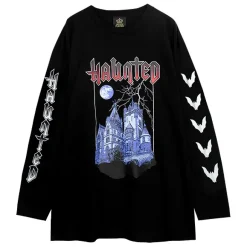 LISTEN FLAVOR Haunted Castle Long Sleeve T-Shirt Discount