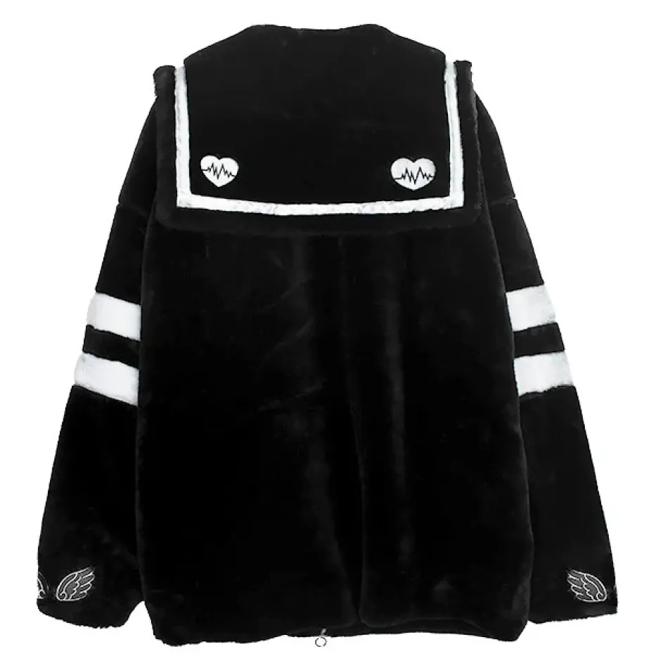 LISTEN FLAVOR Heartbeat Sailor Fur Boa Blouson Discount