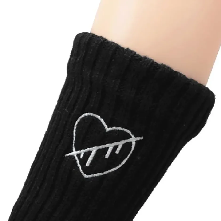Footwear>LISTEN FLAVOR Heartbreak Embroidered Leg Warmers