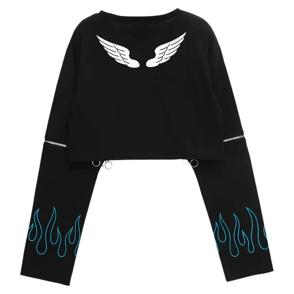 LISTEN FLAVOR Heart Padlock Zip Sleeve Top Hot