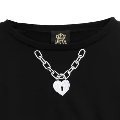 LISTEN FLAVOR Heart Padlock Zip Sleeve Top Hot