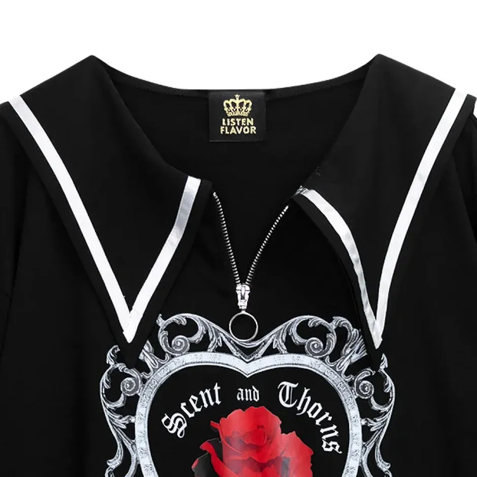 Tops>LISTEN FLAVOR Heaven Rose Sailor Top