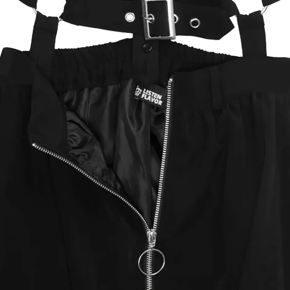 Bottoms>LISTEN FLAVOR Hemline Skirt w/ Harness