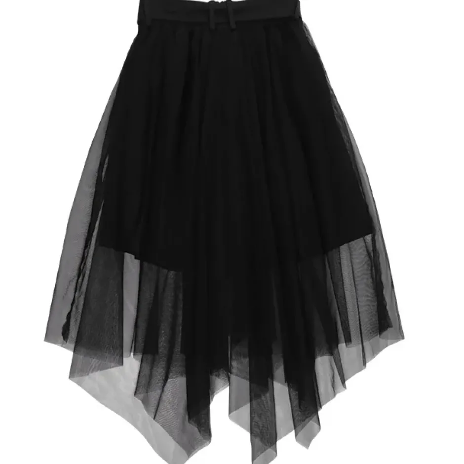 LISTEN FLAVOR Hemline Tulle Layered Skirt w/ Heart Belt New
