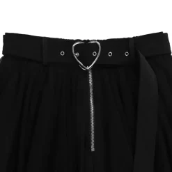 LISTEN FLAVOR Hemline Tulle Layered Skirt w/ Heart Belt New