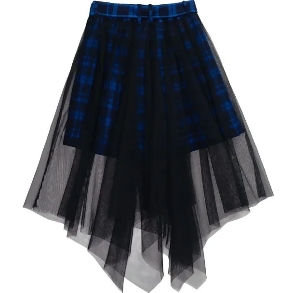 LISTEN FLAVOR Hemline Tulle Layered Skirt w/ Heart Belt New