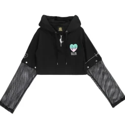 Jackets & Hoodies>LISTEN FLAVOR Killer Heart 2-Way Mesh Short Hoodie