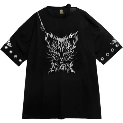 Tops>LISTEN FLAVOR Kirakira Neko Slit Big Top