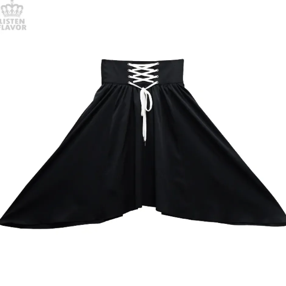 LISTEN FLAVOR Lace-Up Hemline Skirt Sale