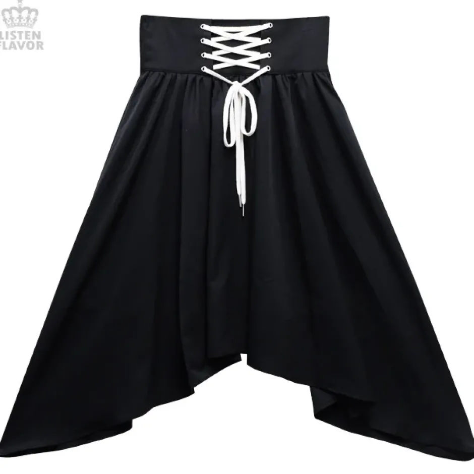 LISTEN FLAVOR Lace-Up Hemline Skirt Sale