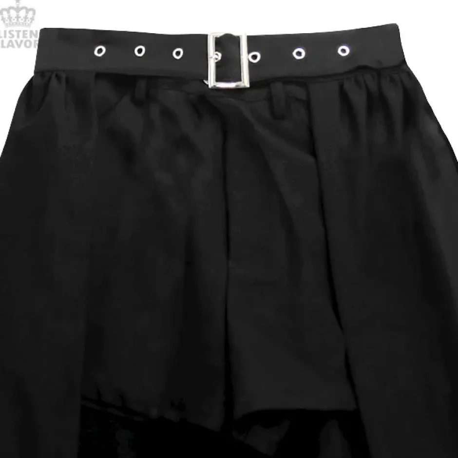 Bottoms>LISTEN FLAVOR Layered Hemline Skirt w/ Shorts