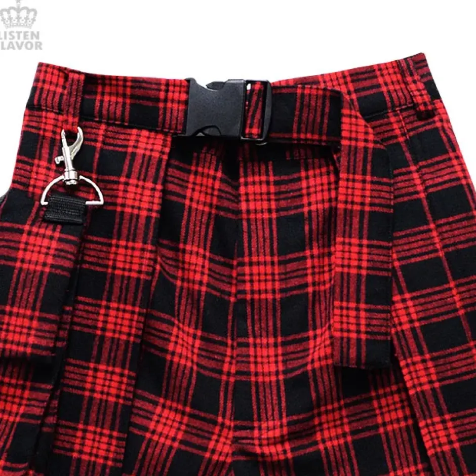 LISTEN FLAVOR Layered Pleated Flap Skirt w/ Shorts and Detachable Pocket New