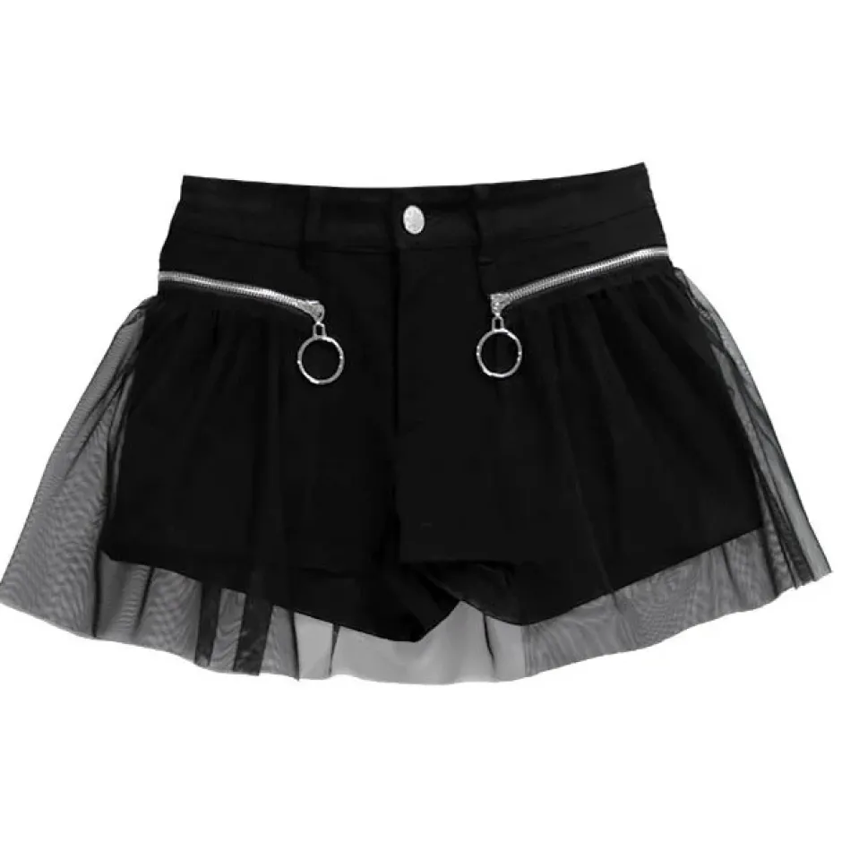 LISTEN FLAVOR Layered Shorts w/ Tulle Clearance