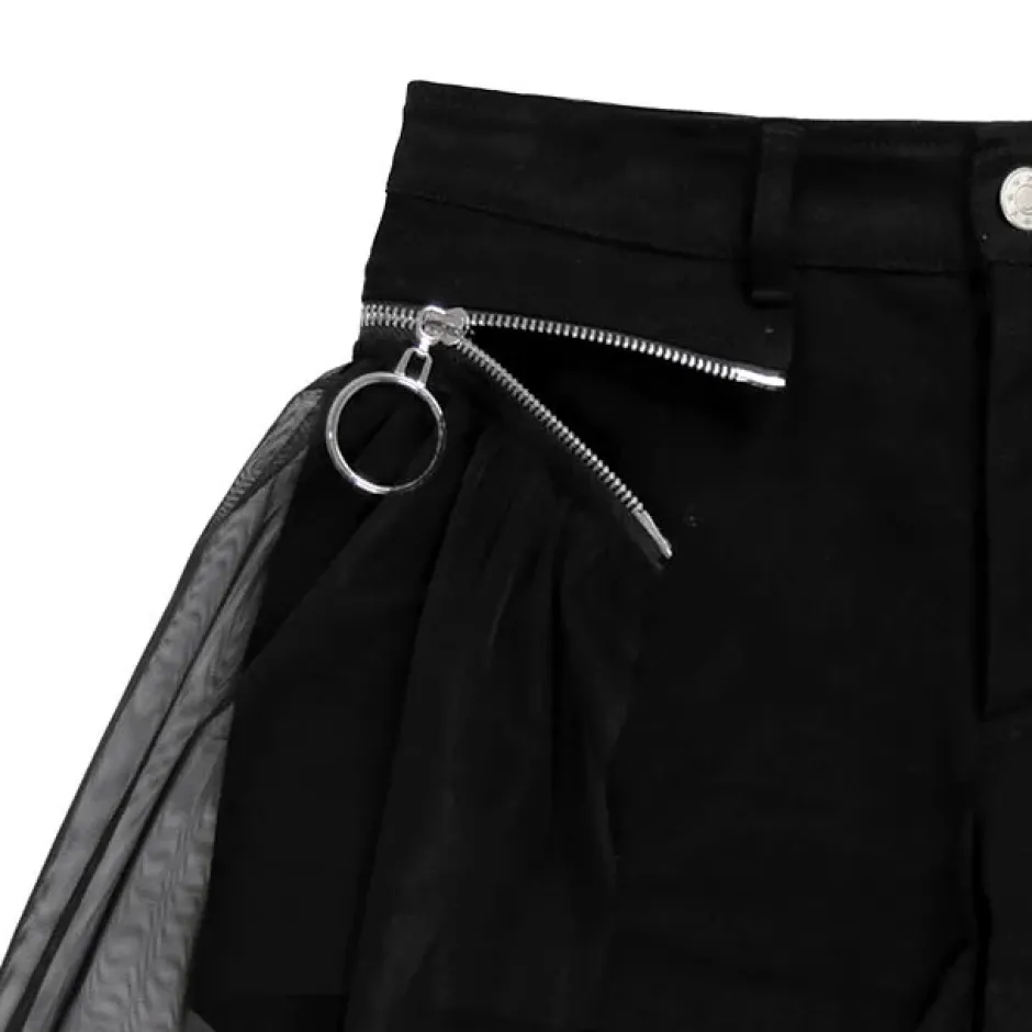 LISTEN FLAVOR Layered Shorts w/ Tulle Clearance