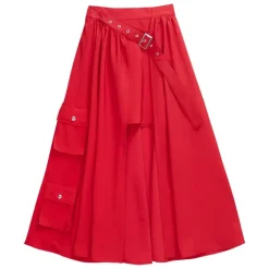 LISTEN FLAVOR Layered-Style Cargo Long Skirt