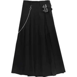 Bottoms>LISTEN FLAVOR Layered-Style Pleated Skirt w/ Chain