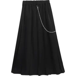 Bottoms>LISTEN FLAVOR Layered-Style Pleated Skirt w/ Chain