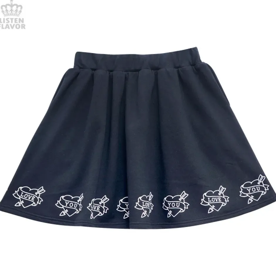 Bottoms>LISTEN FLAVOR Love Heart Lace-Up Circular Skirt