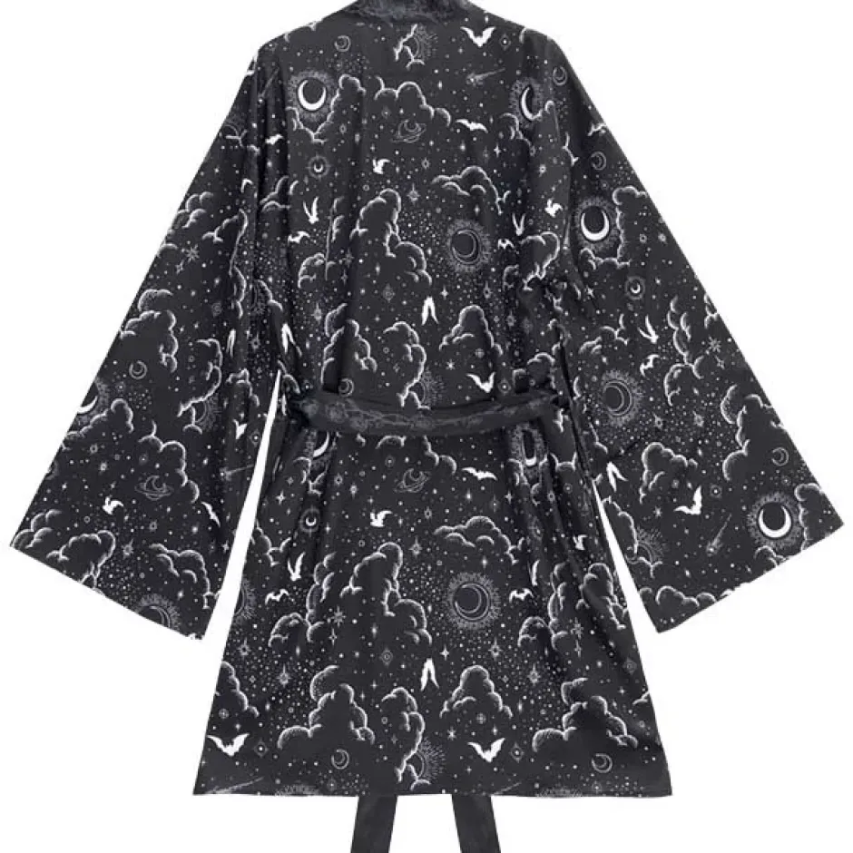 Jackets & Hoodies>LISTEN FLAVOR Magical Night Black Kimono Robe