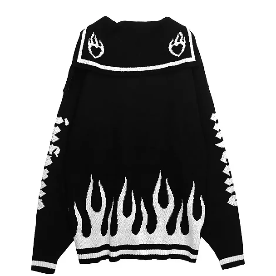 Tops>LISTEN FLAVOR Magic Flame Sailor Knit
