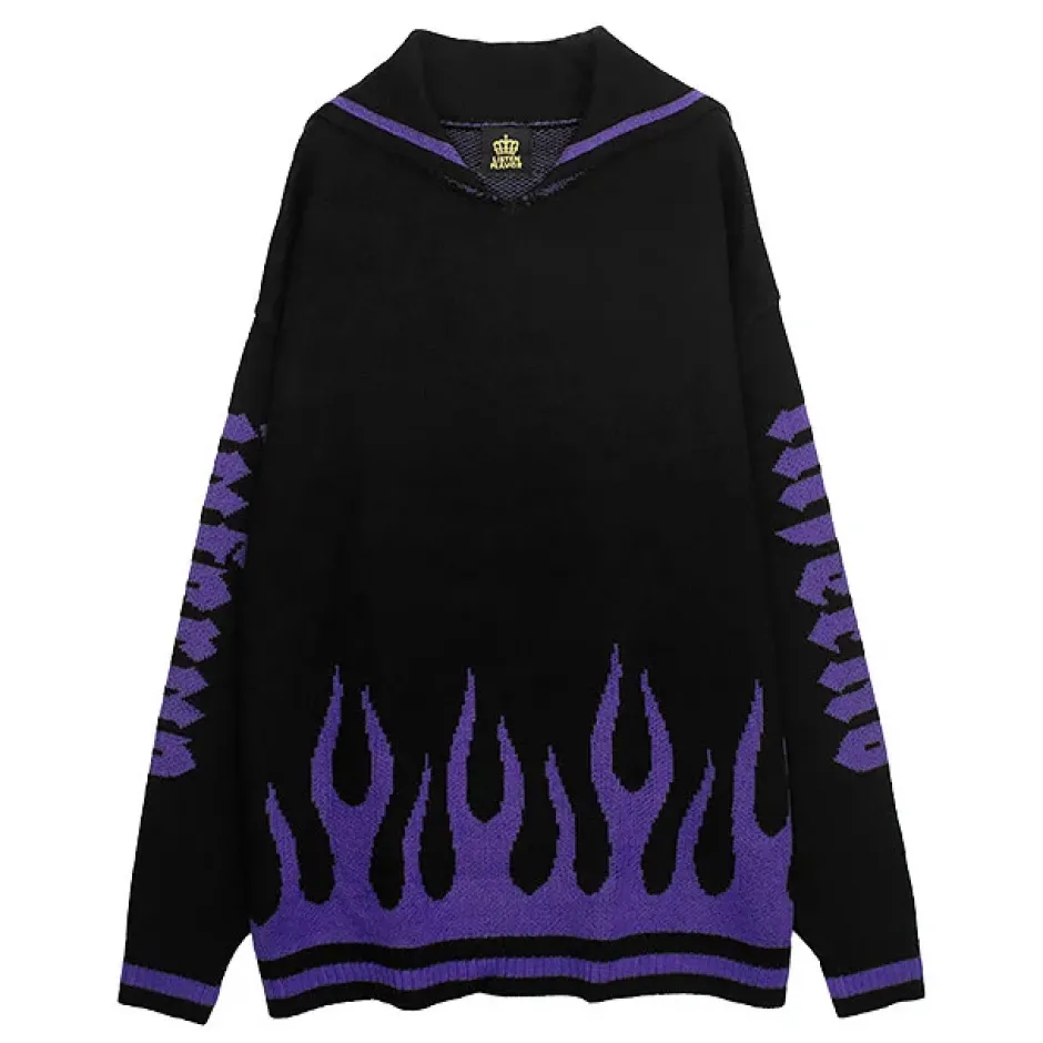 Tops>LISTEN FLAVOR Magic Flame Sailor Knit