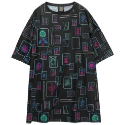 LISTEN FLAVOR Mahjong Full Graphic Big T-Shirt Discount