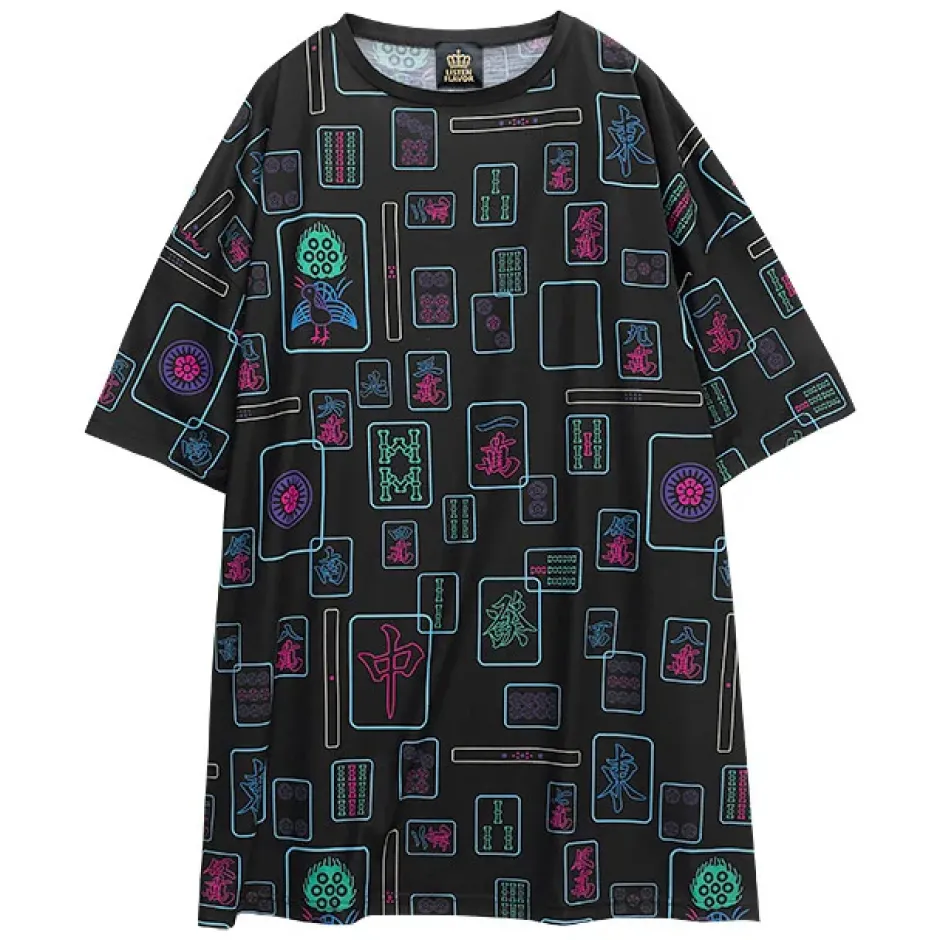 LISTEN FLAVOR Mahjong Full Graphic Big T-Shirt Discount