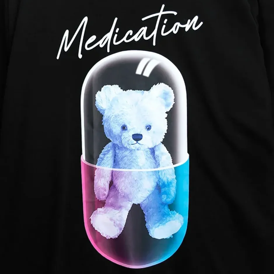 Tops>LISTEN FLAVOR Medication Bear Sheer Switching Top