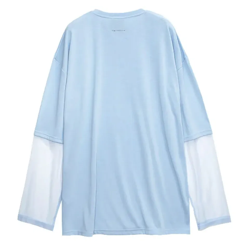 Tops>LISTEN FLAVOR Medication Bear Sheer Switching Top