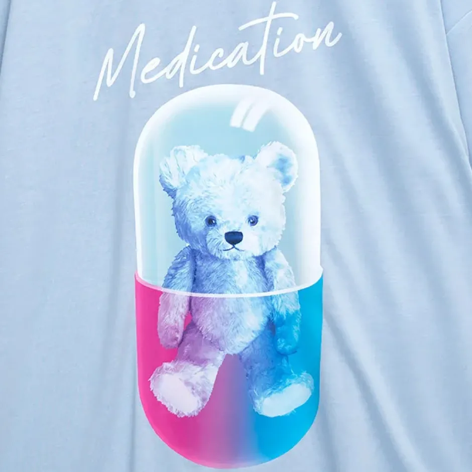 Tops>LISTEN FLAVOR Medication Bear Sheer Switching Top