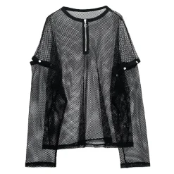 LISTEN FLAVOR Mesh 2-Way Pullover Hot